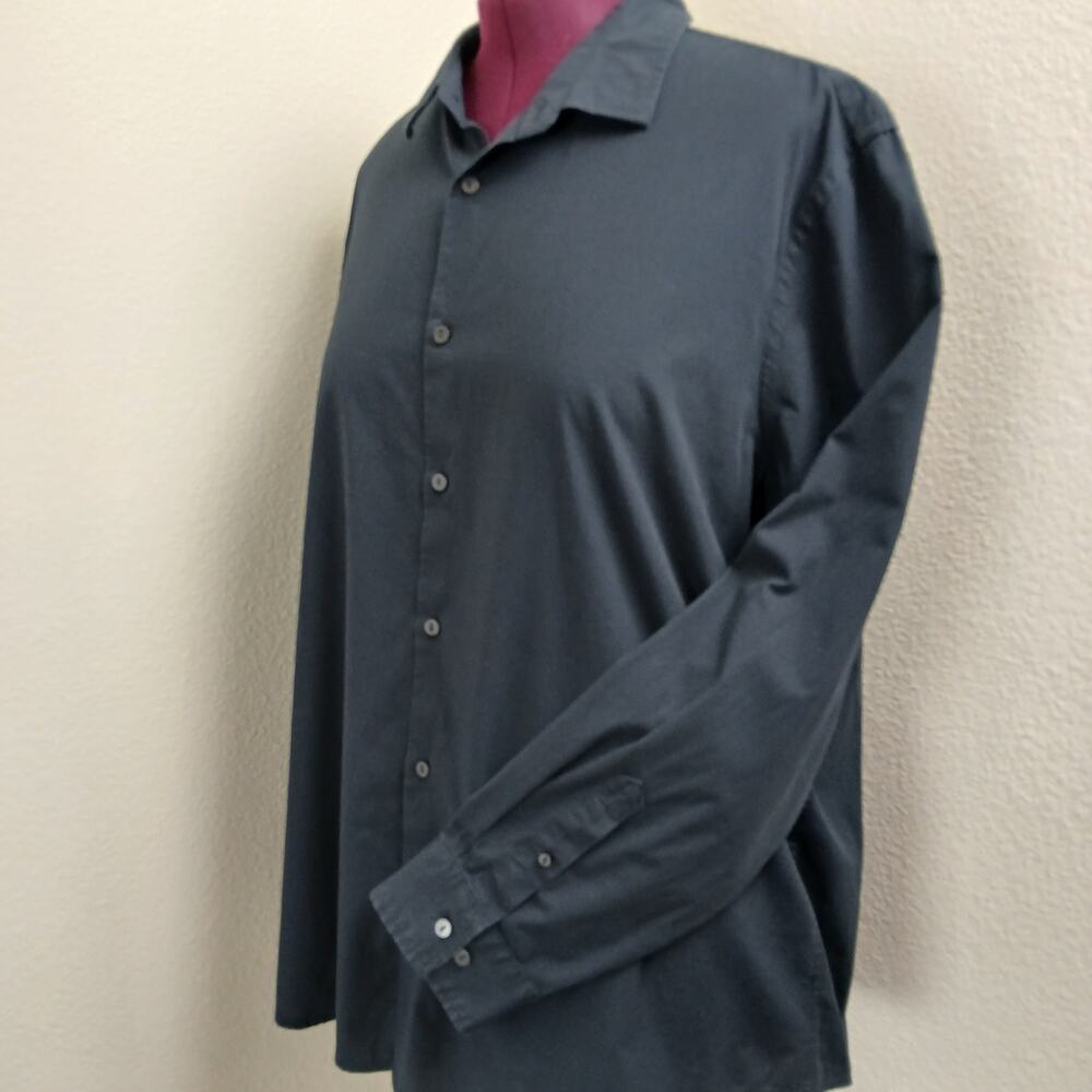 Alfani Black Dress Shirt Mens XXL long sleeve button front collar cotton blend - Picture 2 of 16